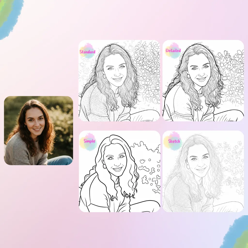 Generate Coloring Pages in 4 Unique Styles