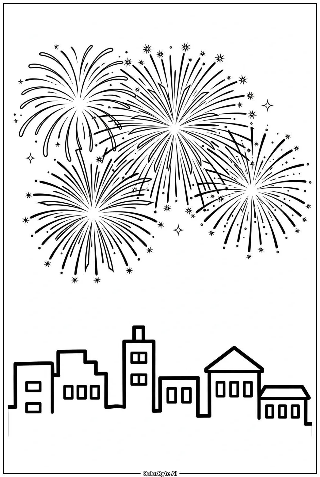 Fireworks over City Skyline