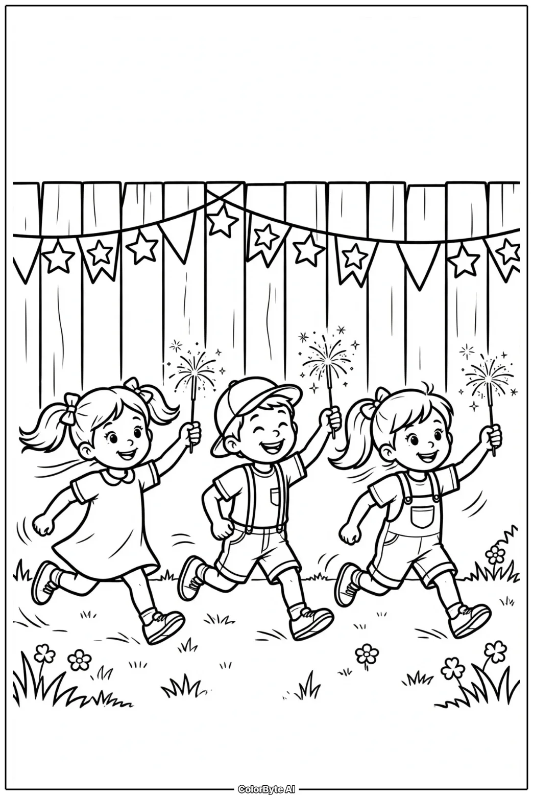 Kids Running with Sparklers