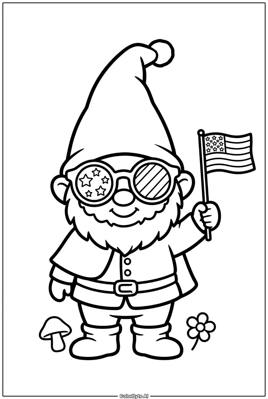 Patriotic Gnome with Flag Glasses