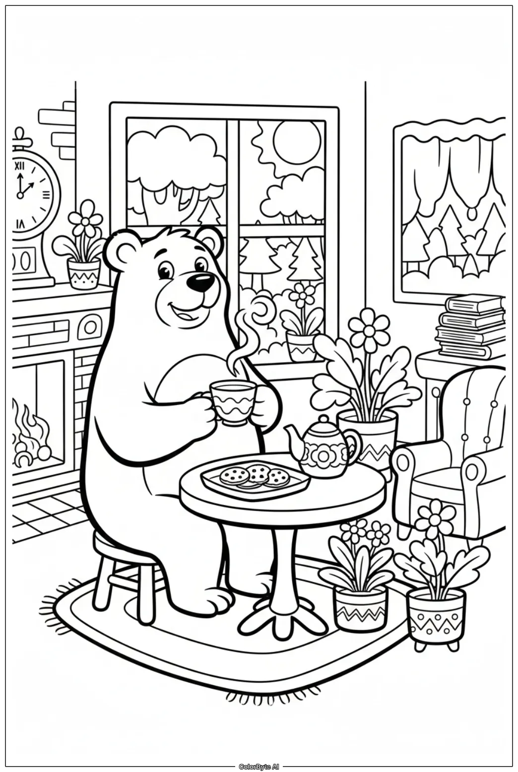 Bear Enjoying Tea Time