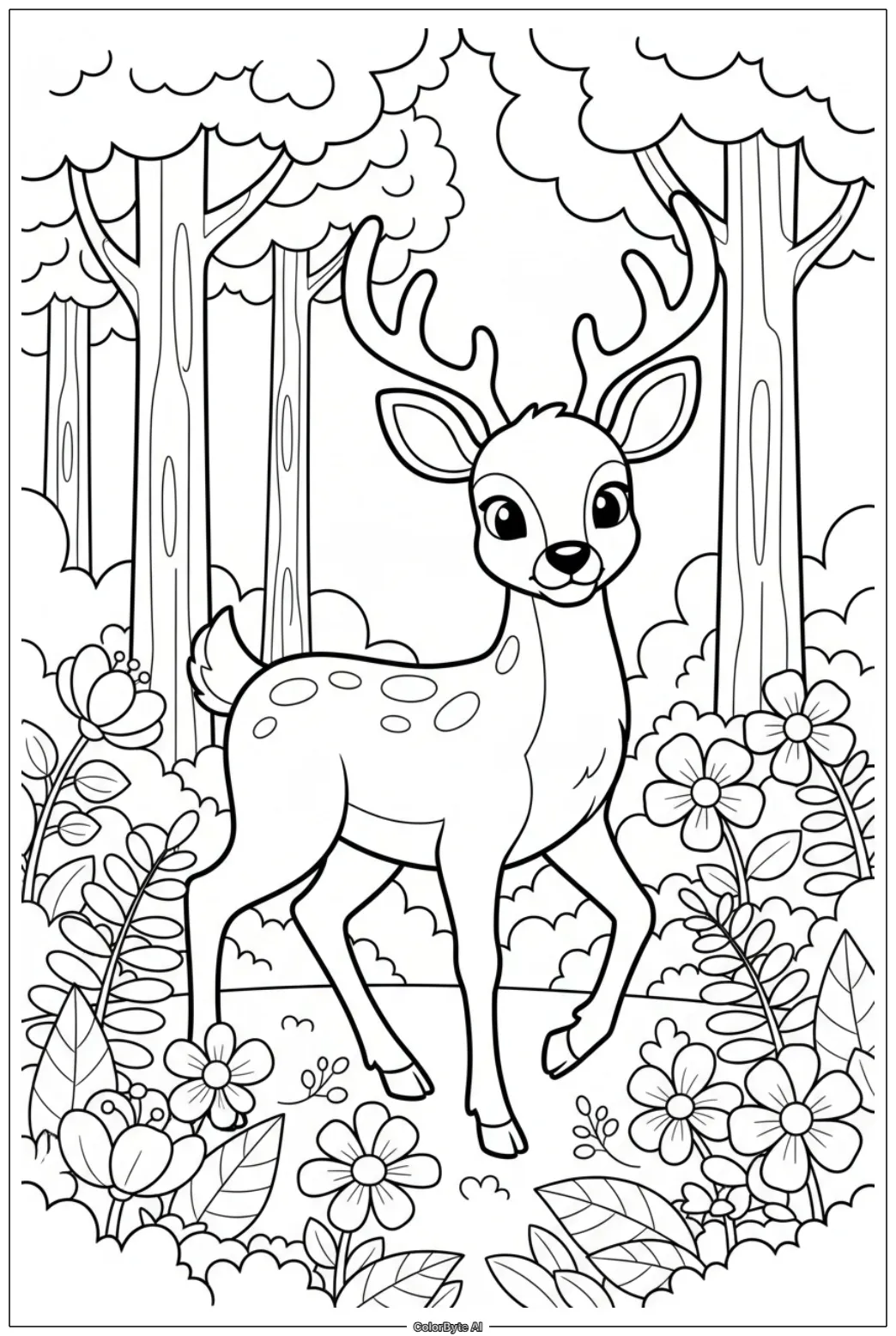 Deer in Flowering Forest