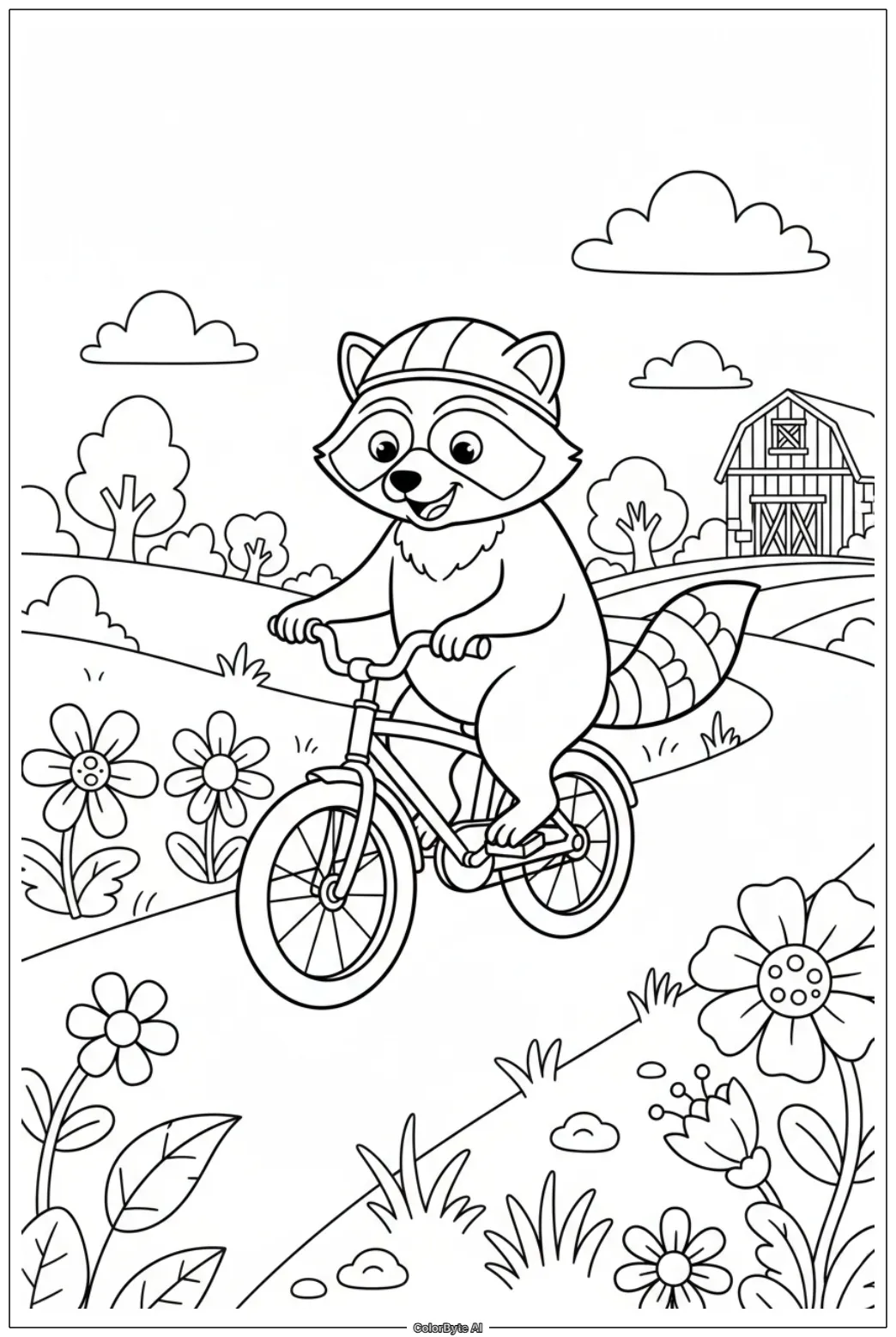 Raccoon Riding Bicycle