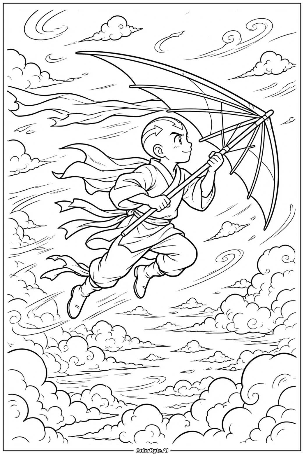 Airbender Riding His Glider