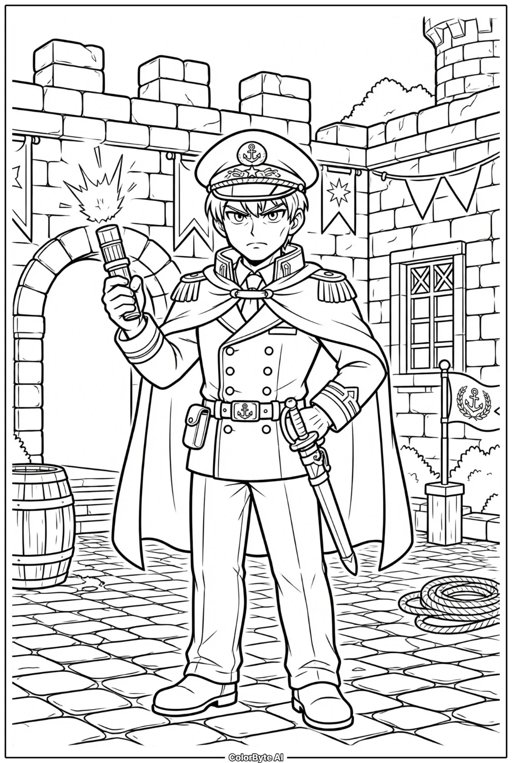 Captain Surveying The Courtyard