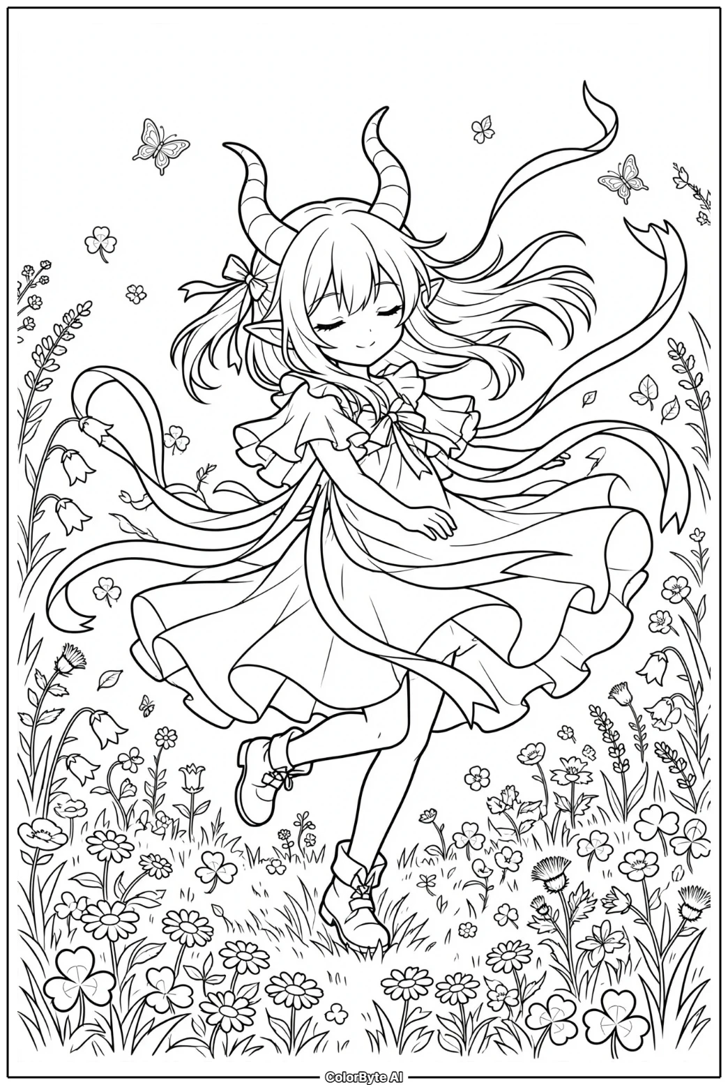 Hybrid Dancing In Flower Meadow