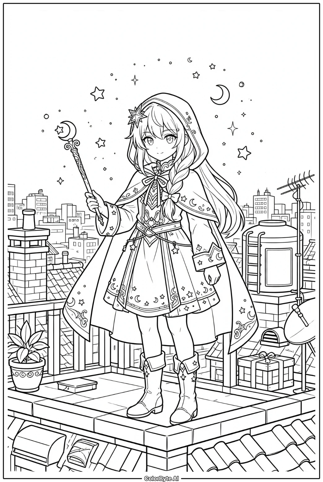 Moon Guardian Under Starry Sky