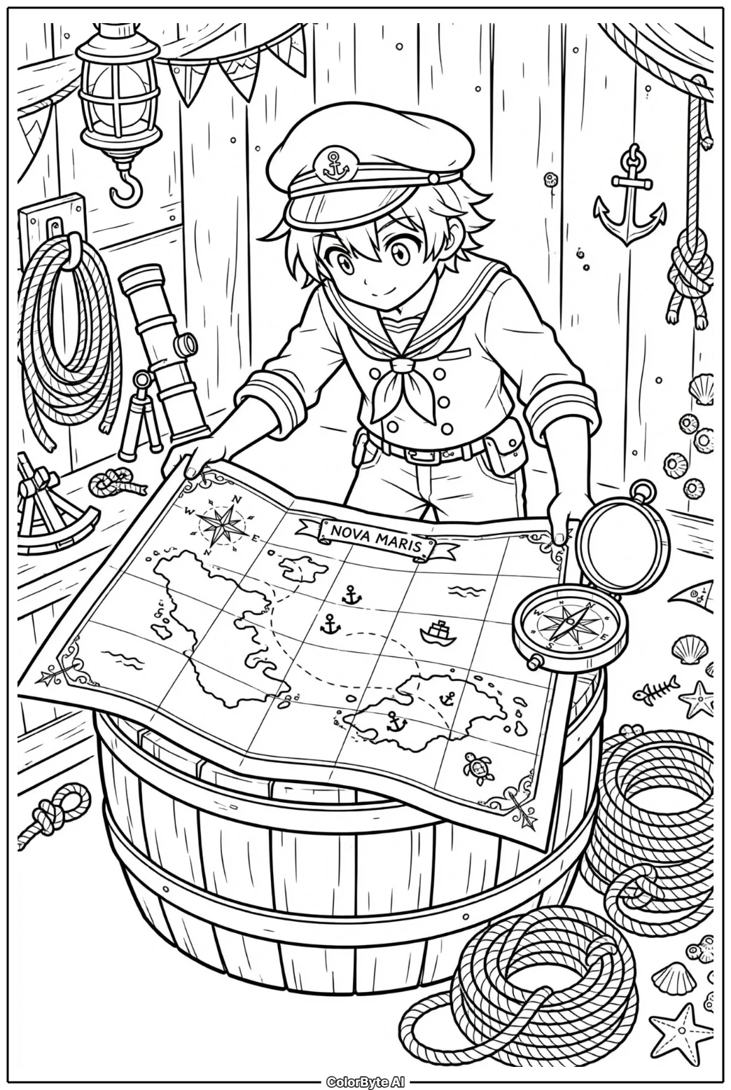 Navigator Checking Nautical Chart