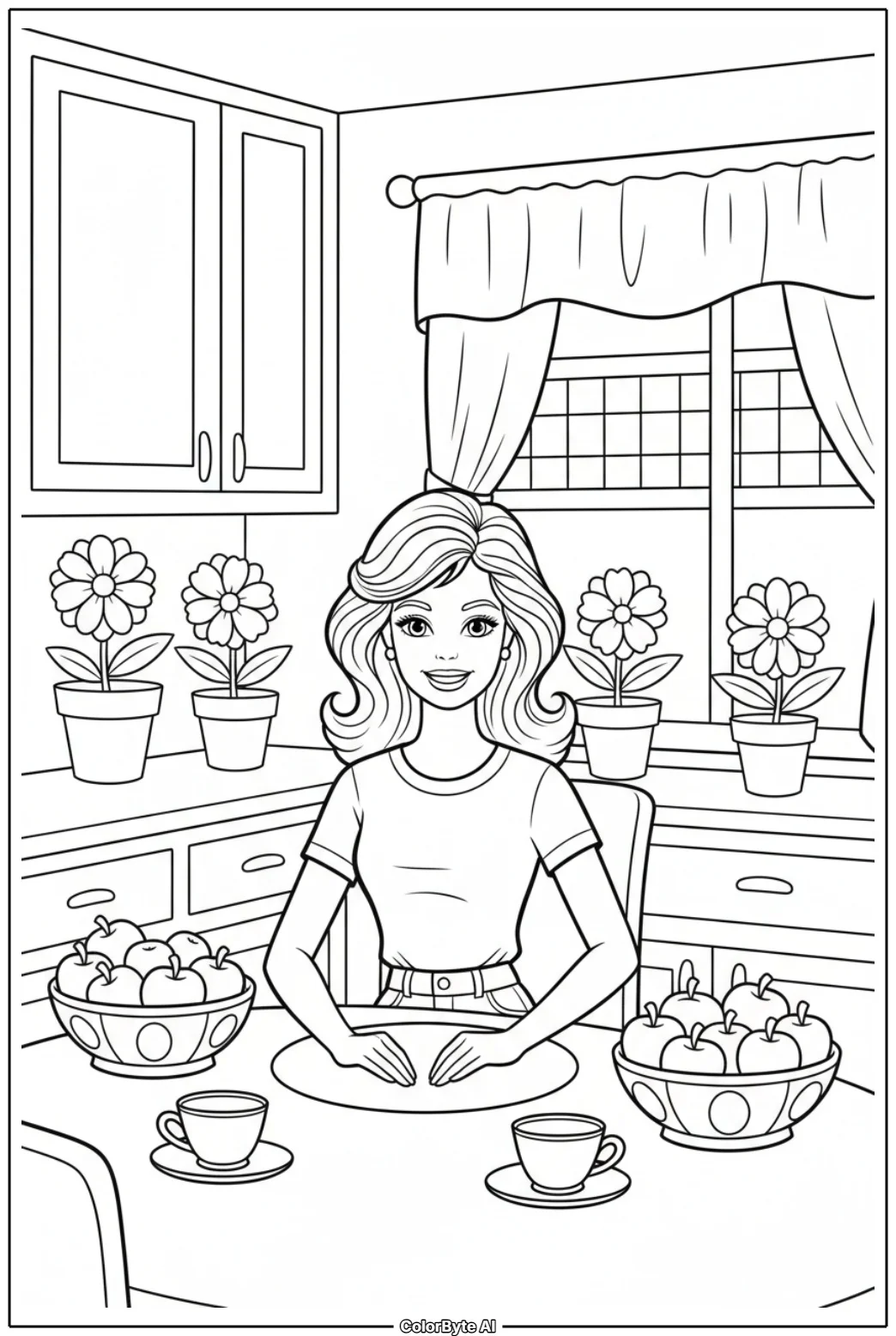 Barbie Having Morning Breakfast In Bright Kitchen