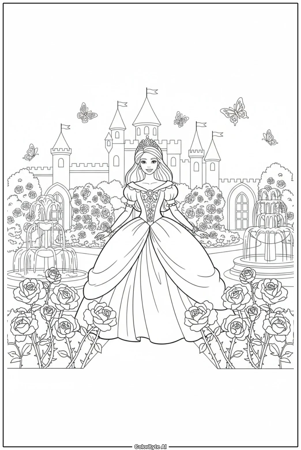 Barbie Princess Wandering In Magical Flower Castle Garden