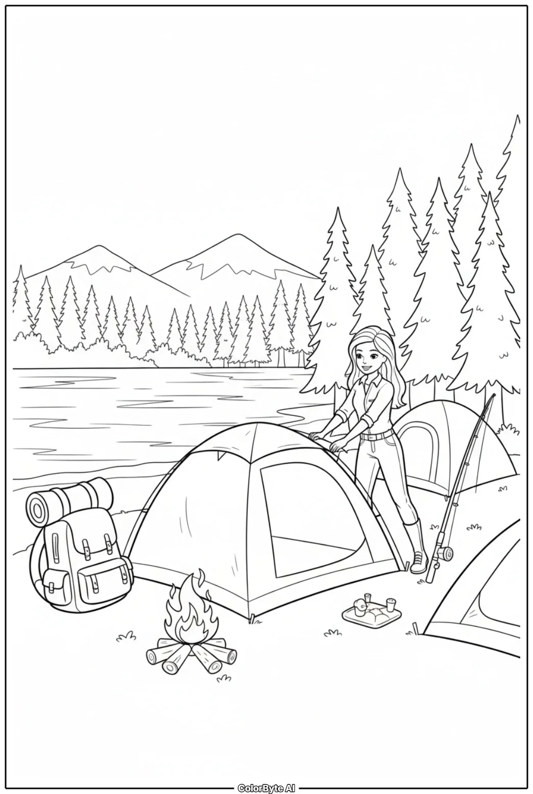 Barbie Going Camping Beside Calm Lake