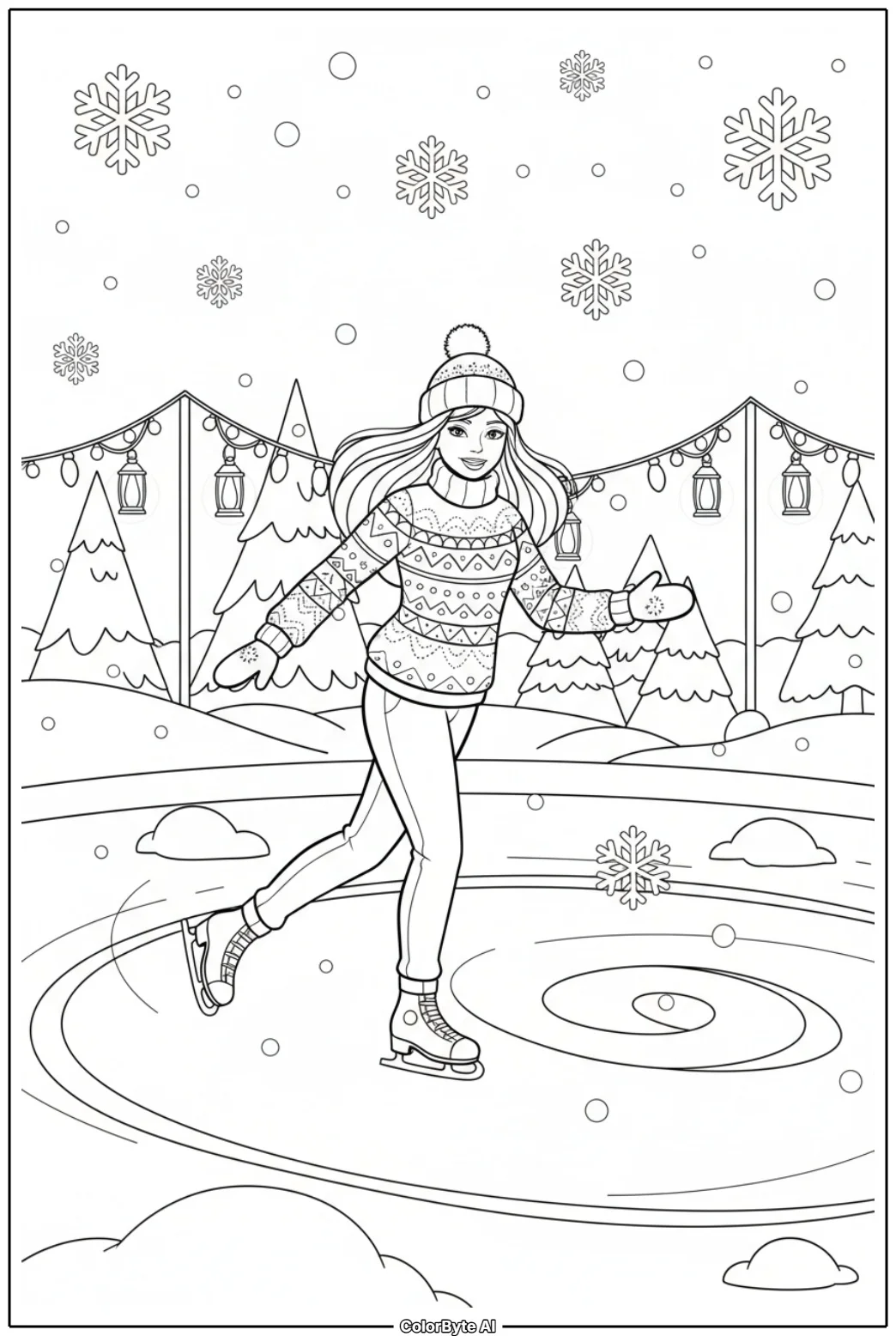 Barbie Ice Skating At Winter Outdoor Rink