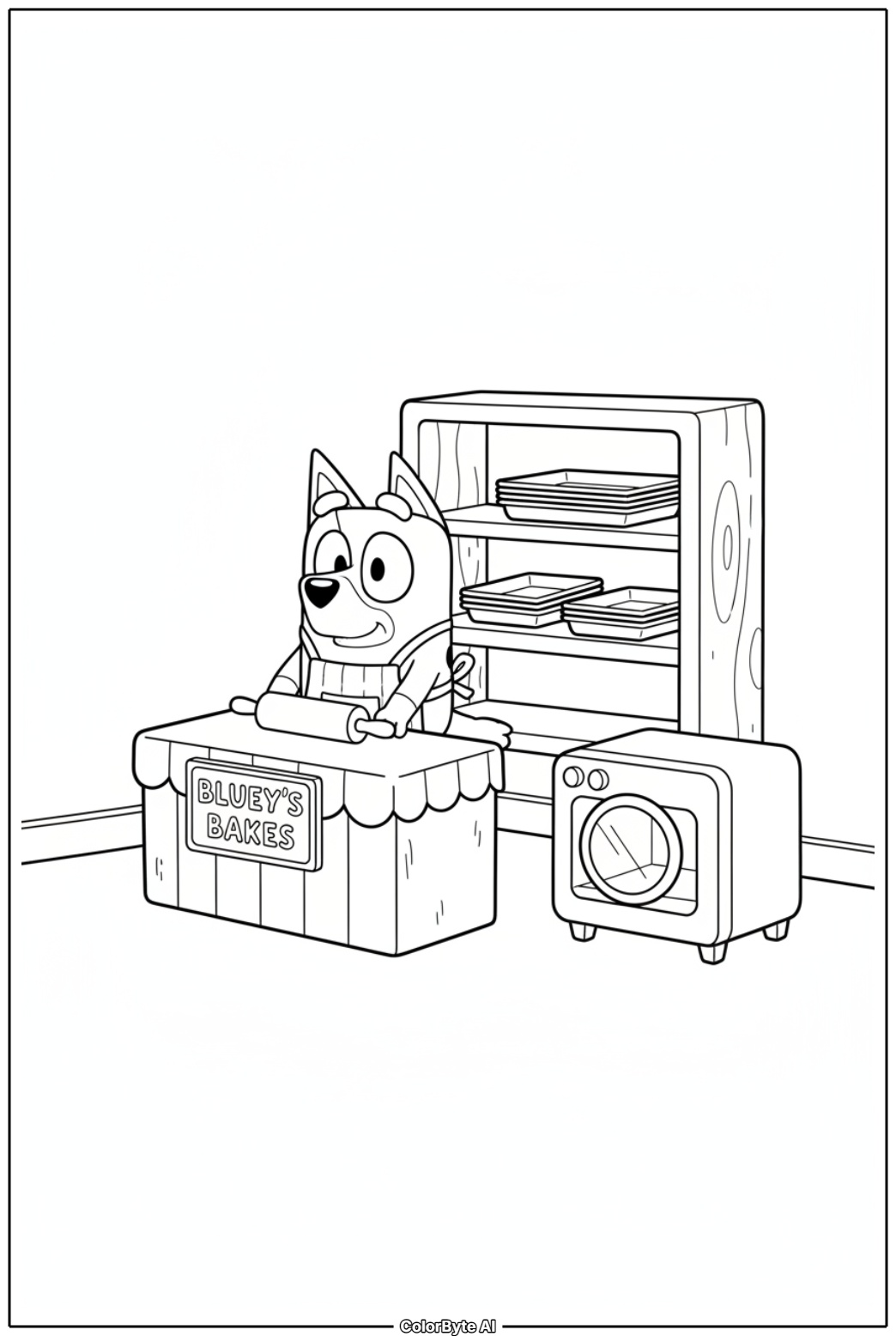 Bluey and Bingo at pretend bakery shop