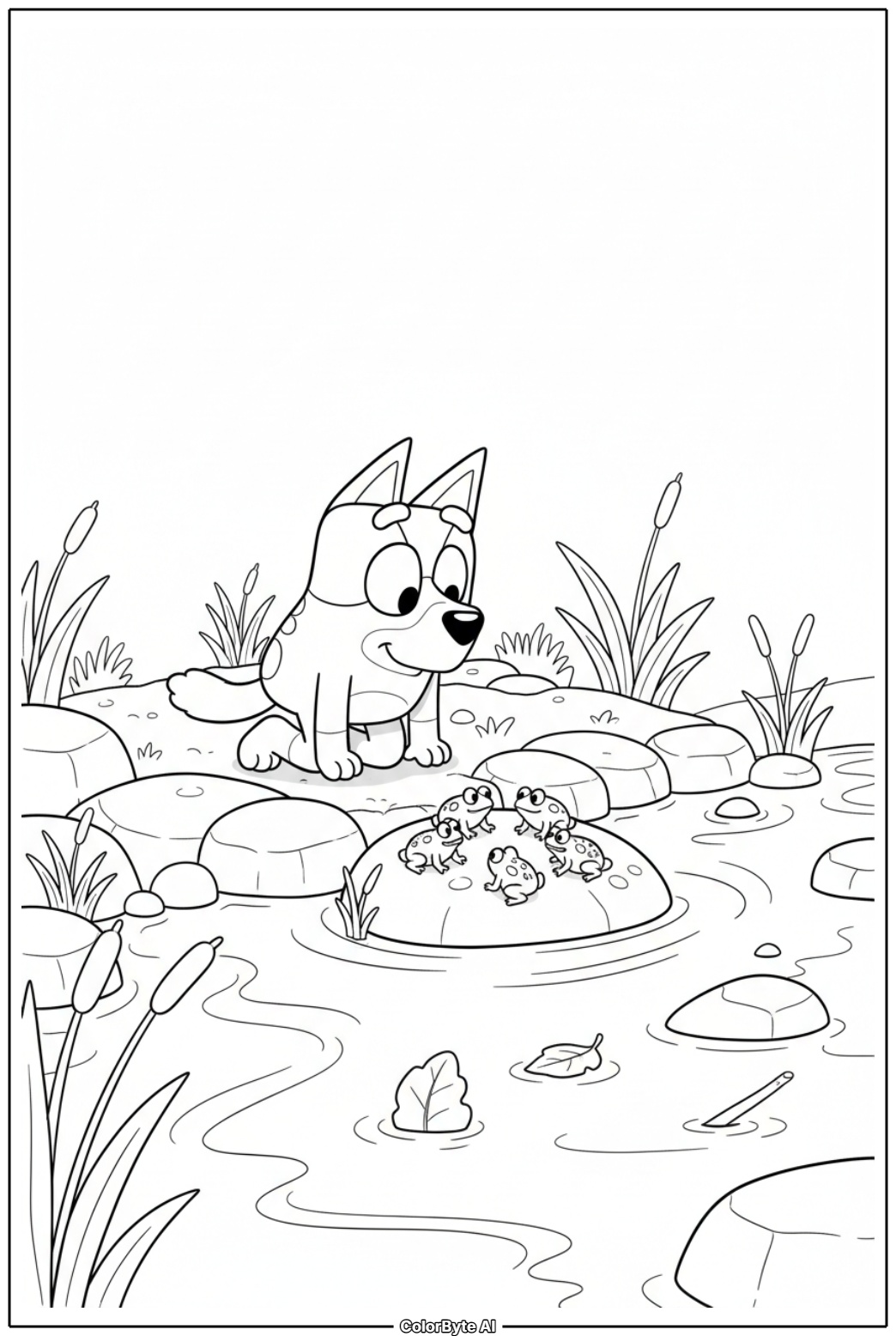 Bluey and Bingo frog spotting at the river creek