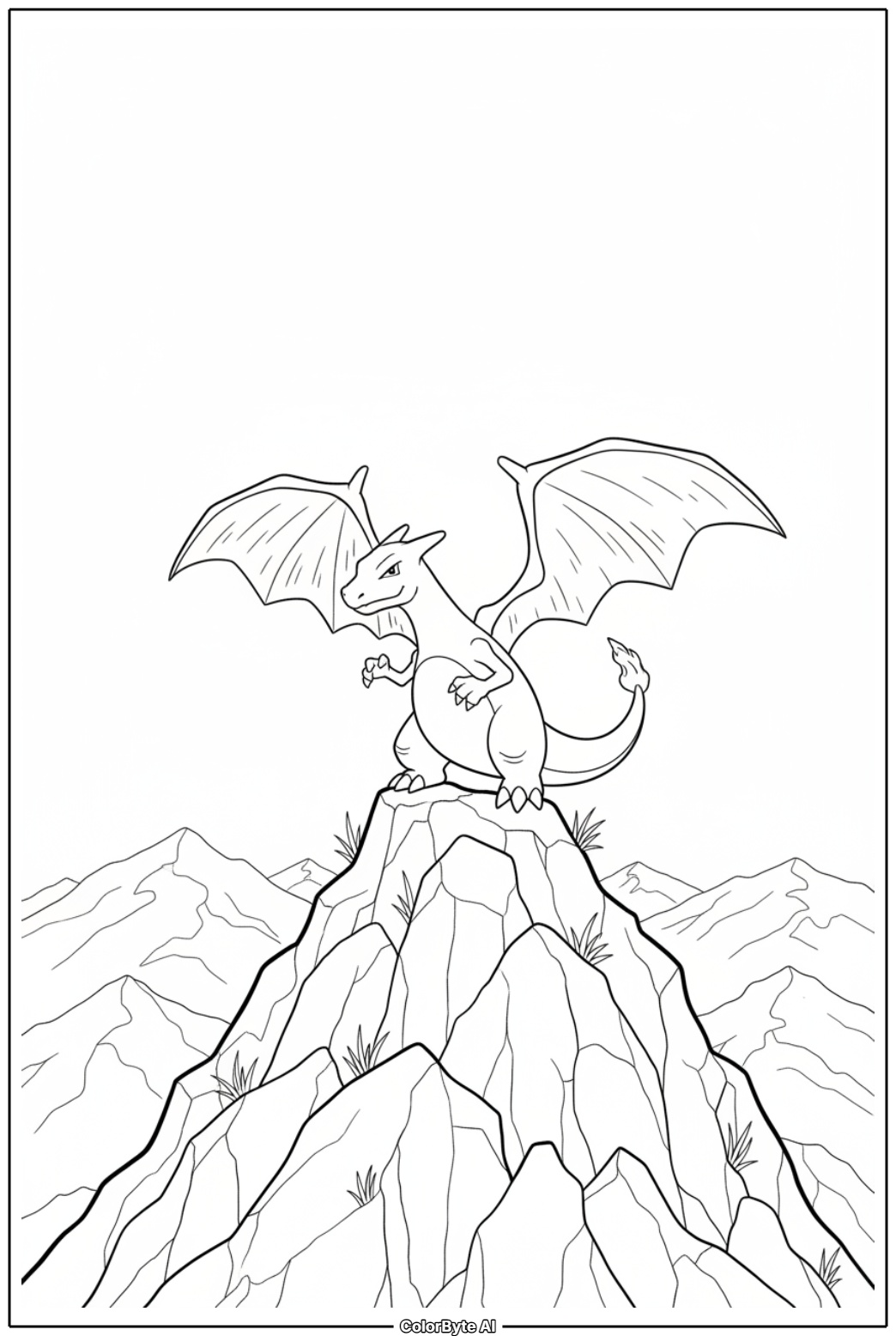 Charizard victory stand on mountain peak