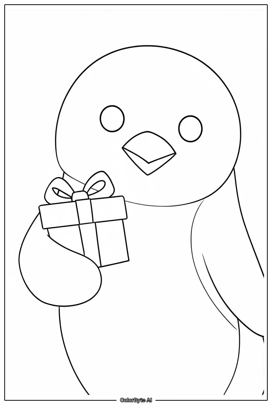 Penguin carrying tiny christmas present