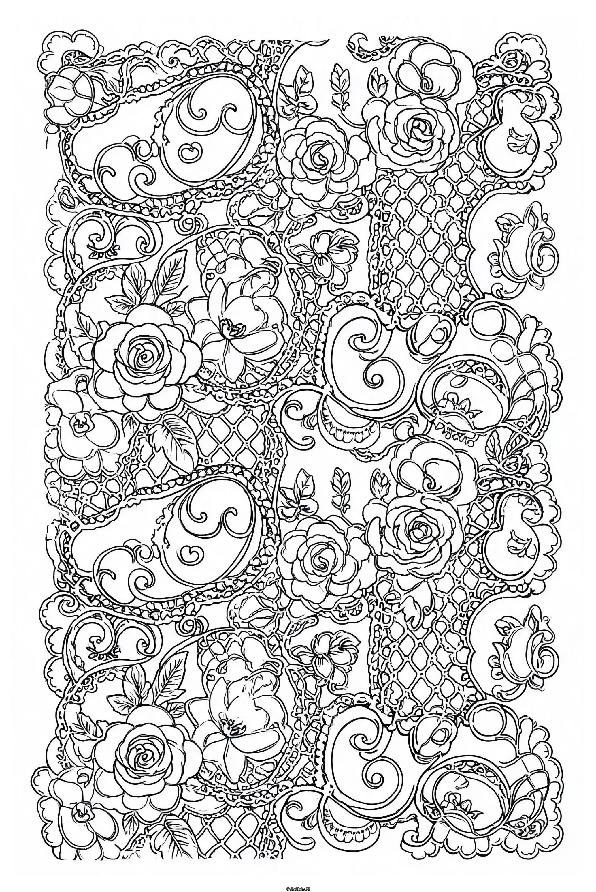 Lace pattern ornate curves vintage motifs