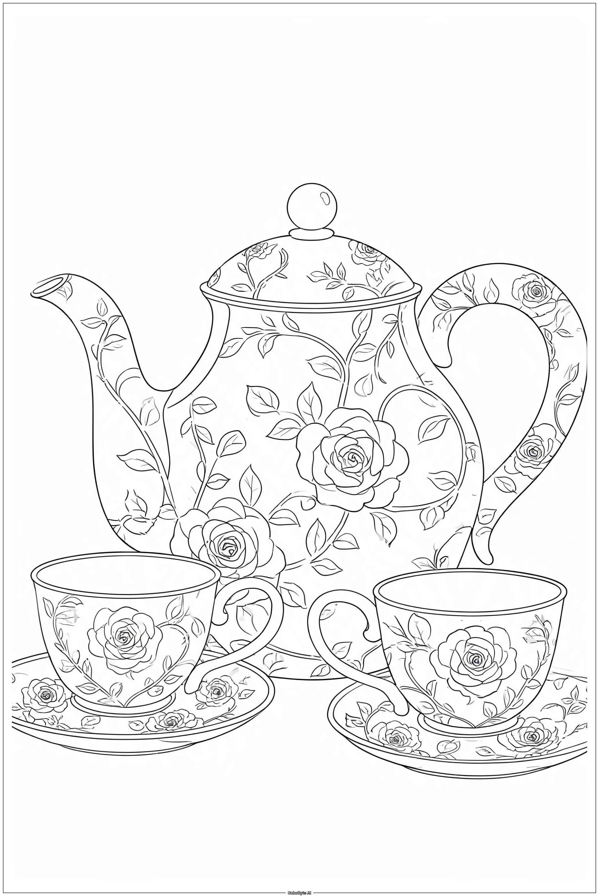 Vintage teapot set porcelain floral carvings