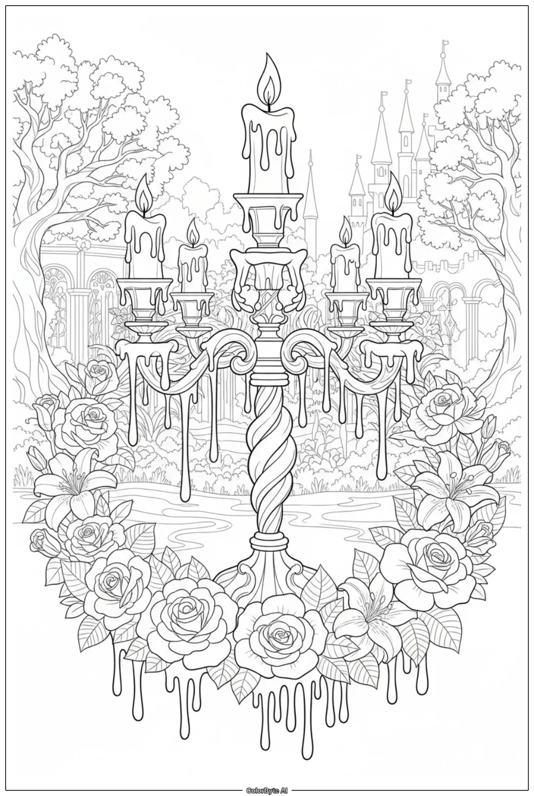 Candle holder wax drips floral wreath