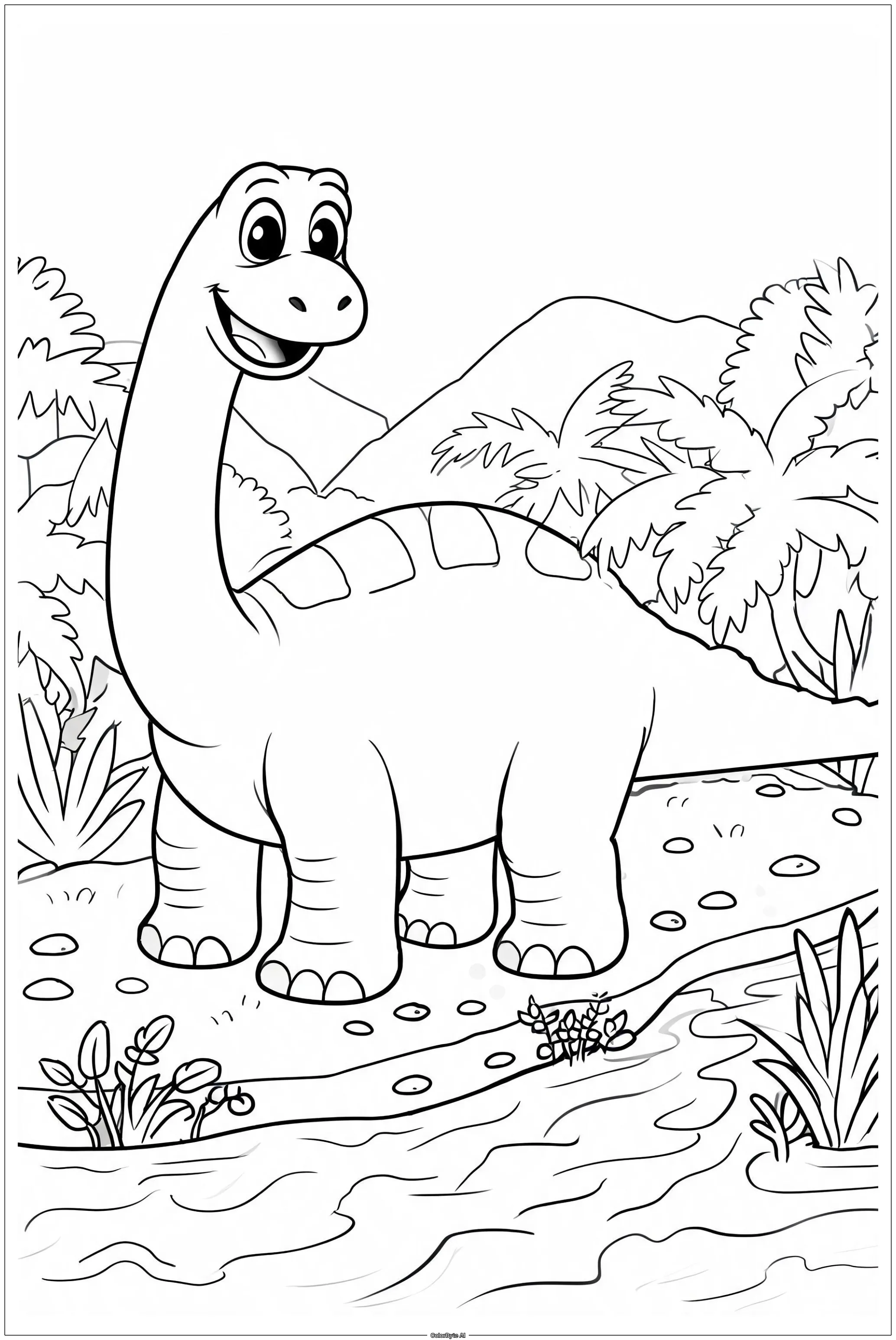 Dinosaur beside Ancient River
