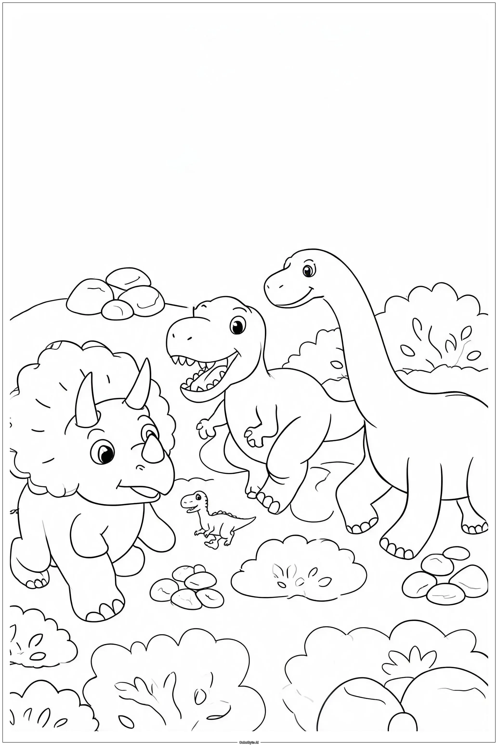 Group of Small Dinosaurs Playing