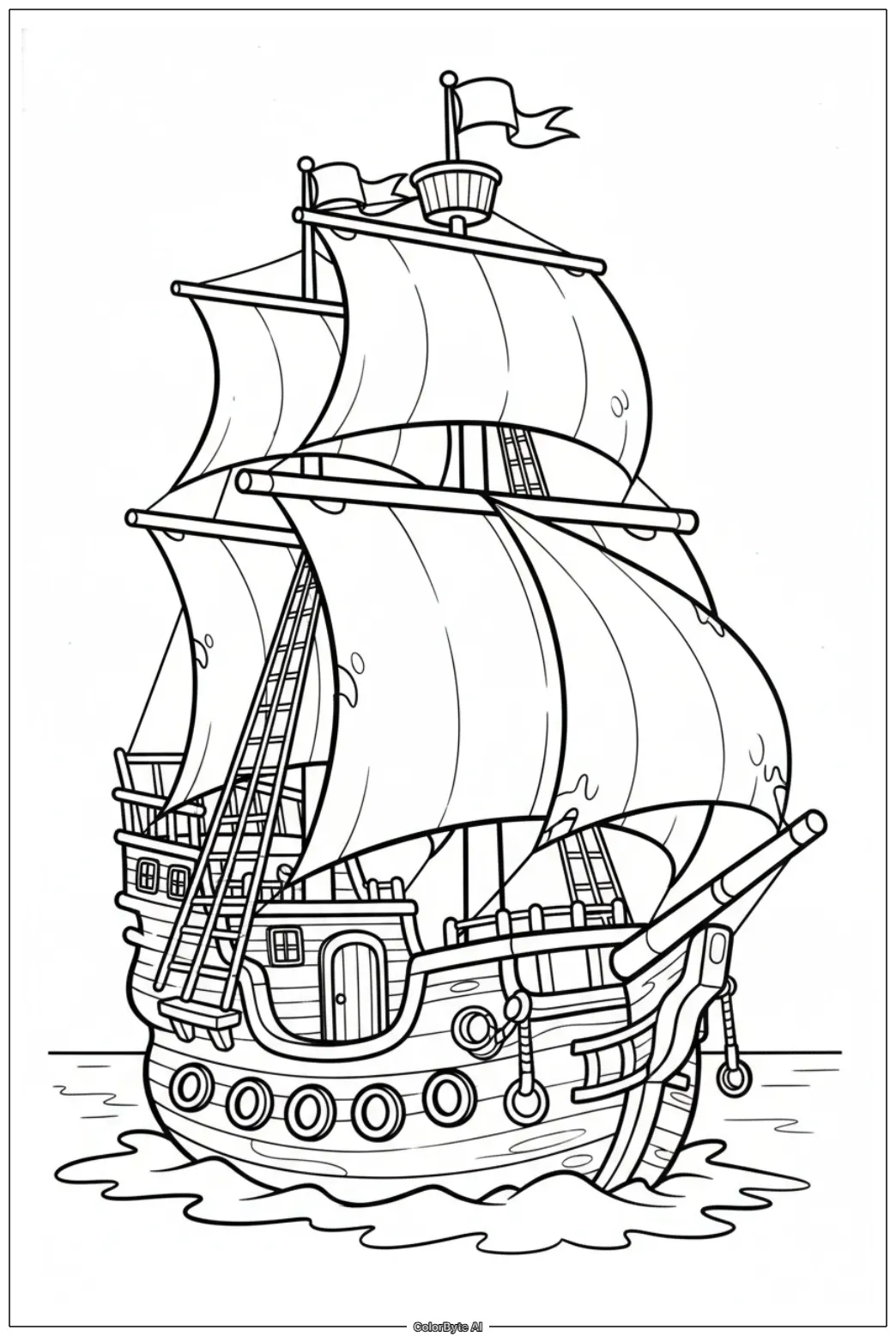 Pirate Ship on the Sea