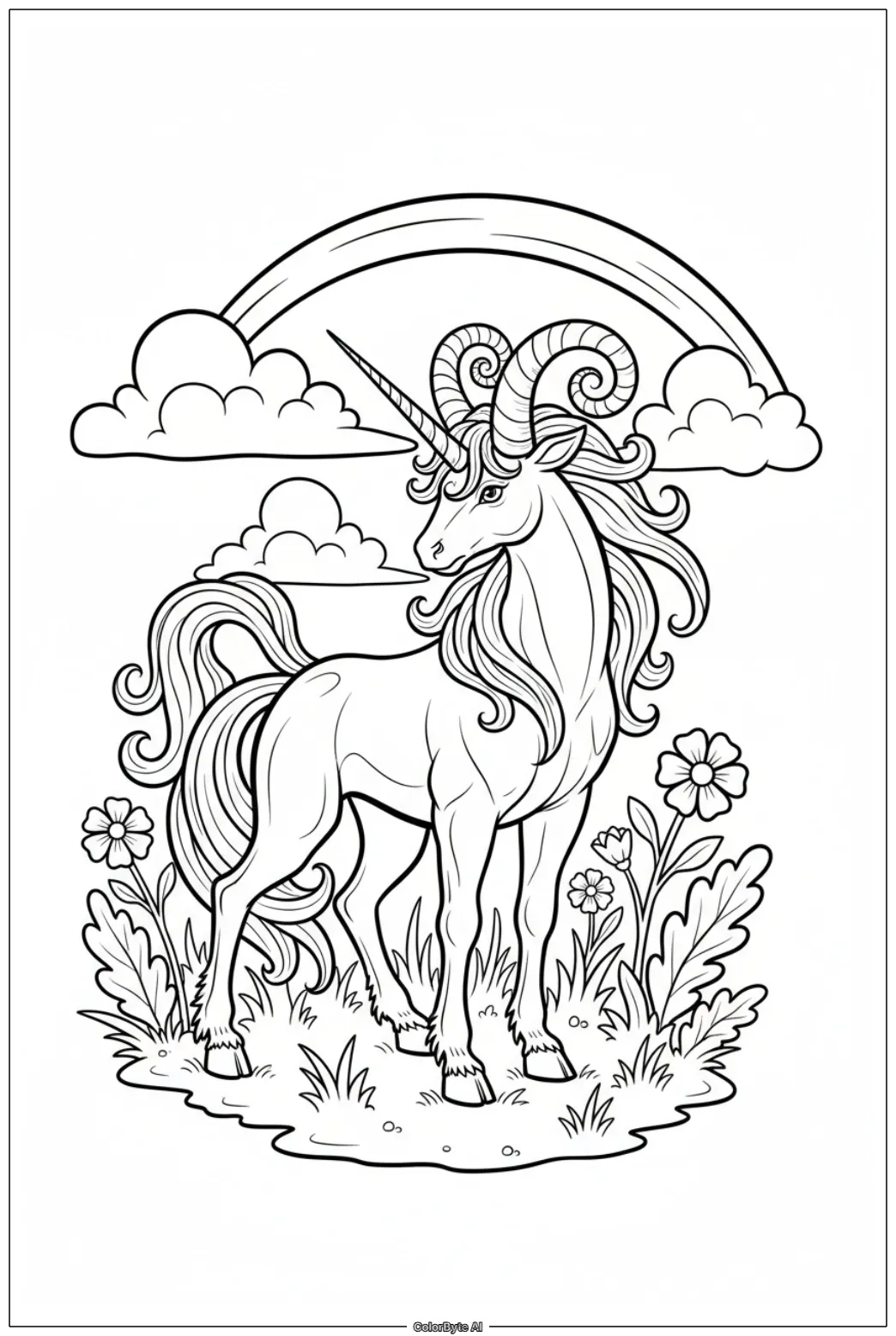 Gentle Unicorn Beneath the Rainbow