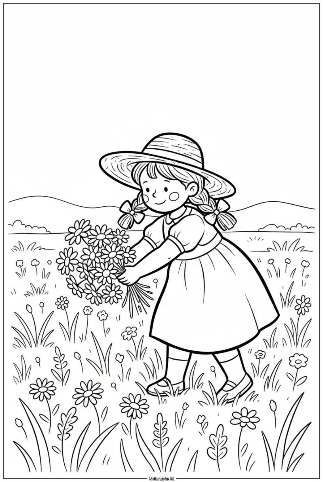Picking Fresh Daisies in the Meadow