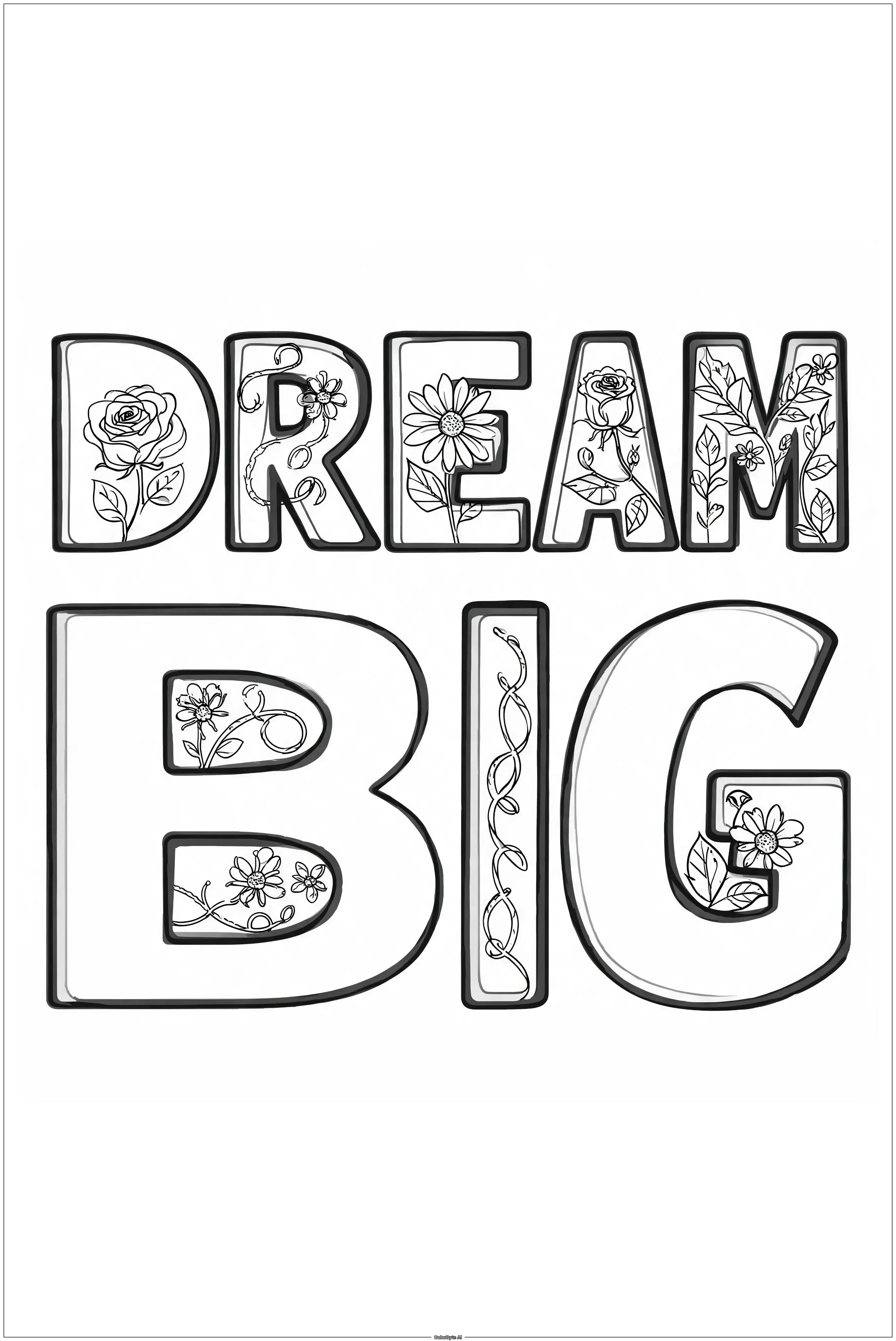 "Dream Big" floral lettering
