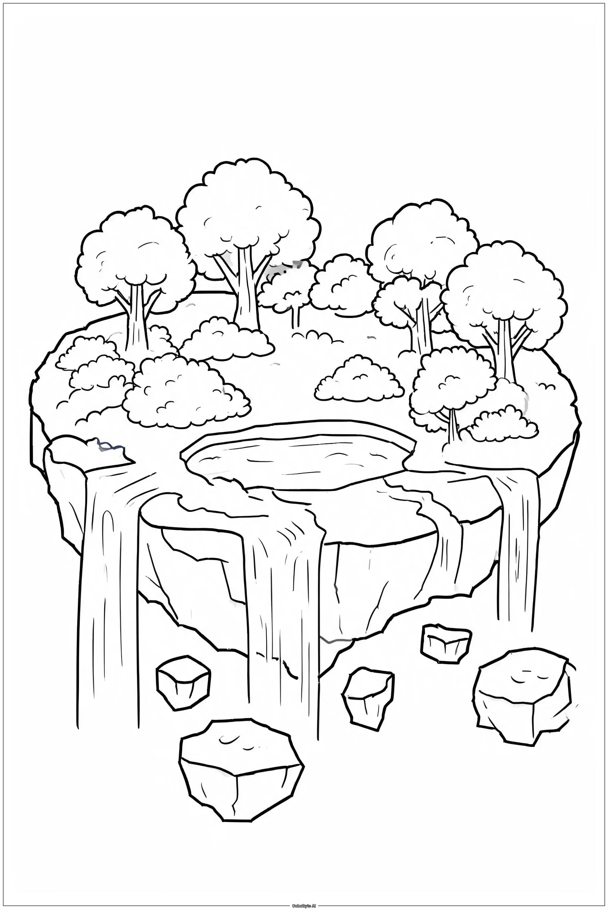 Floating island waterfall fantasy
