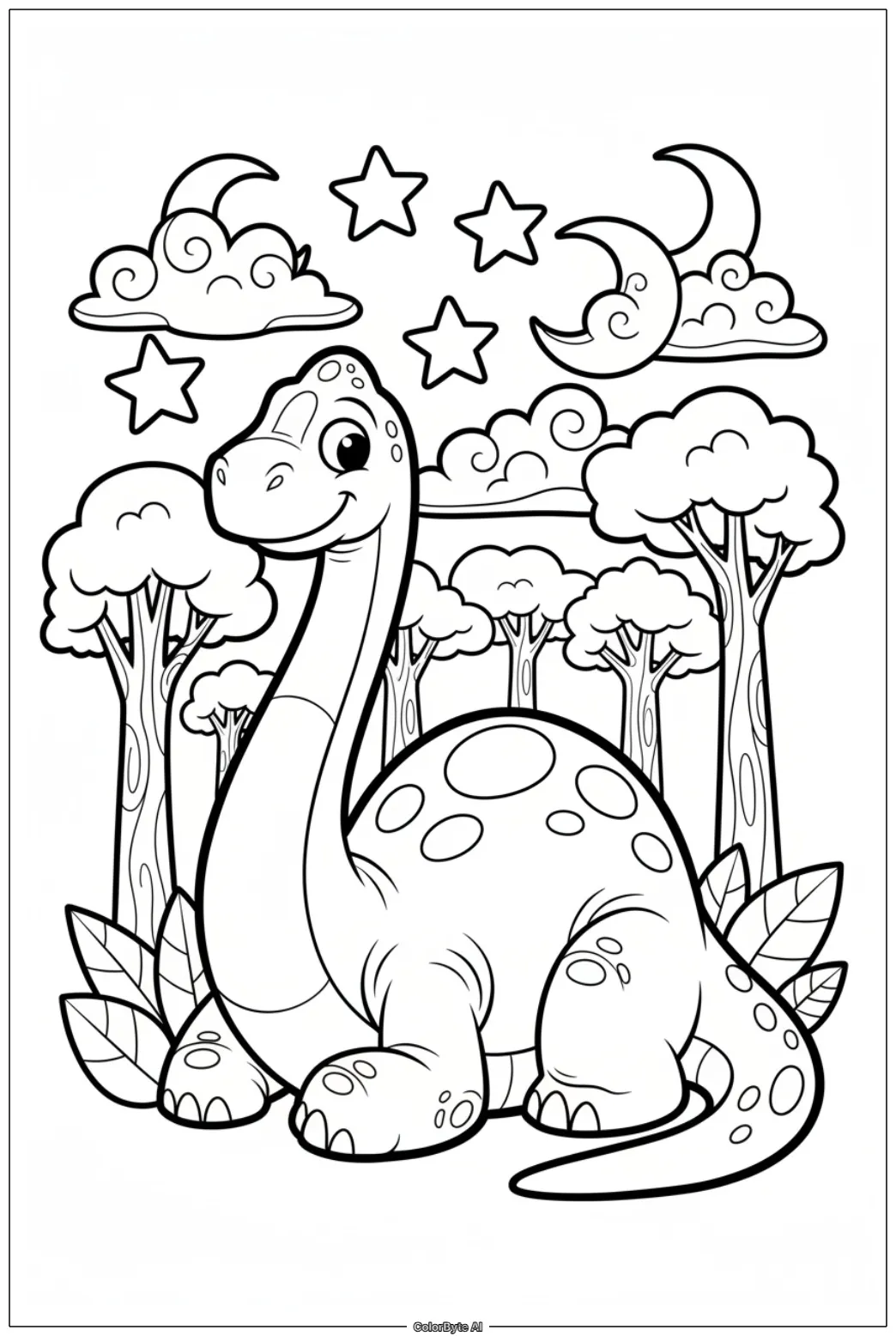 Dinosaur Under Starry Sky