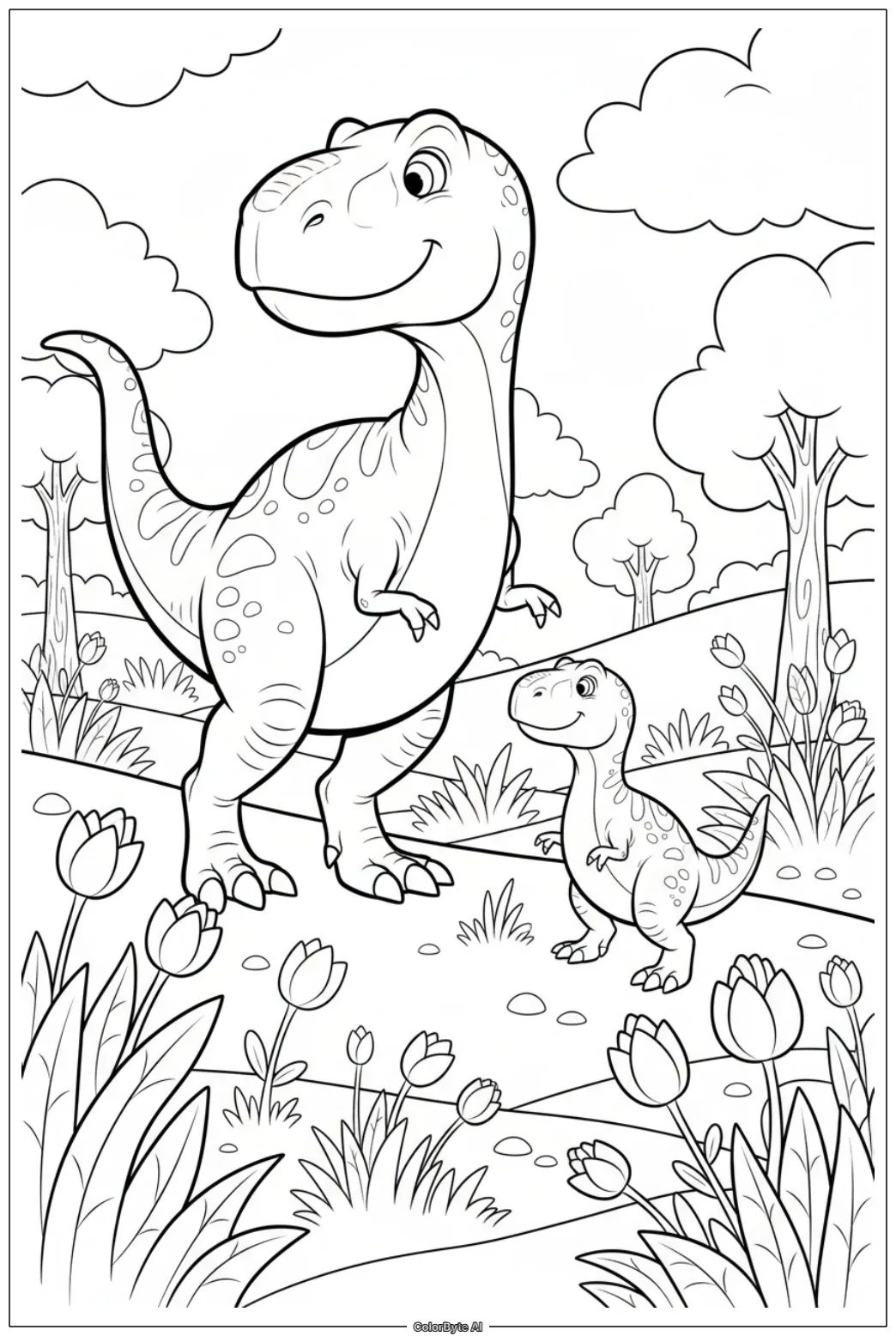 Mother Dinosaur and Cub
