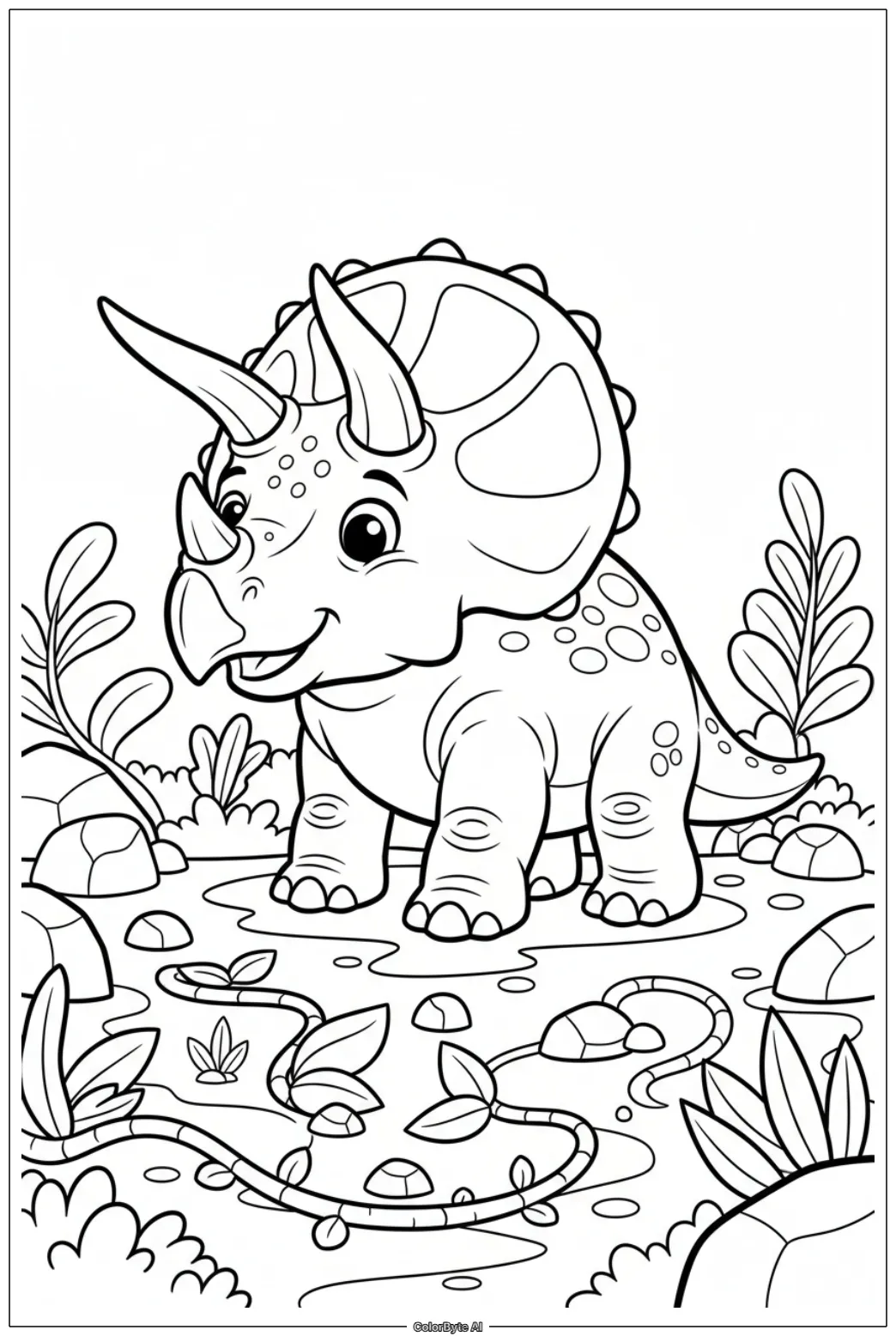 Triceratops on Rocky Land
