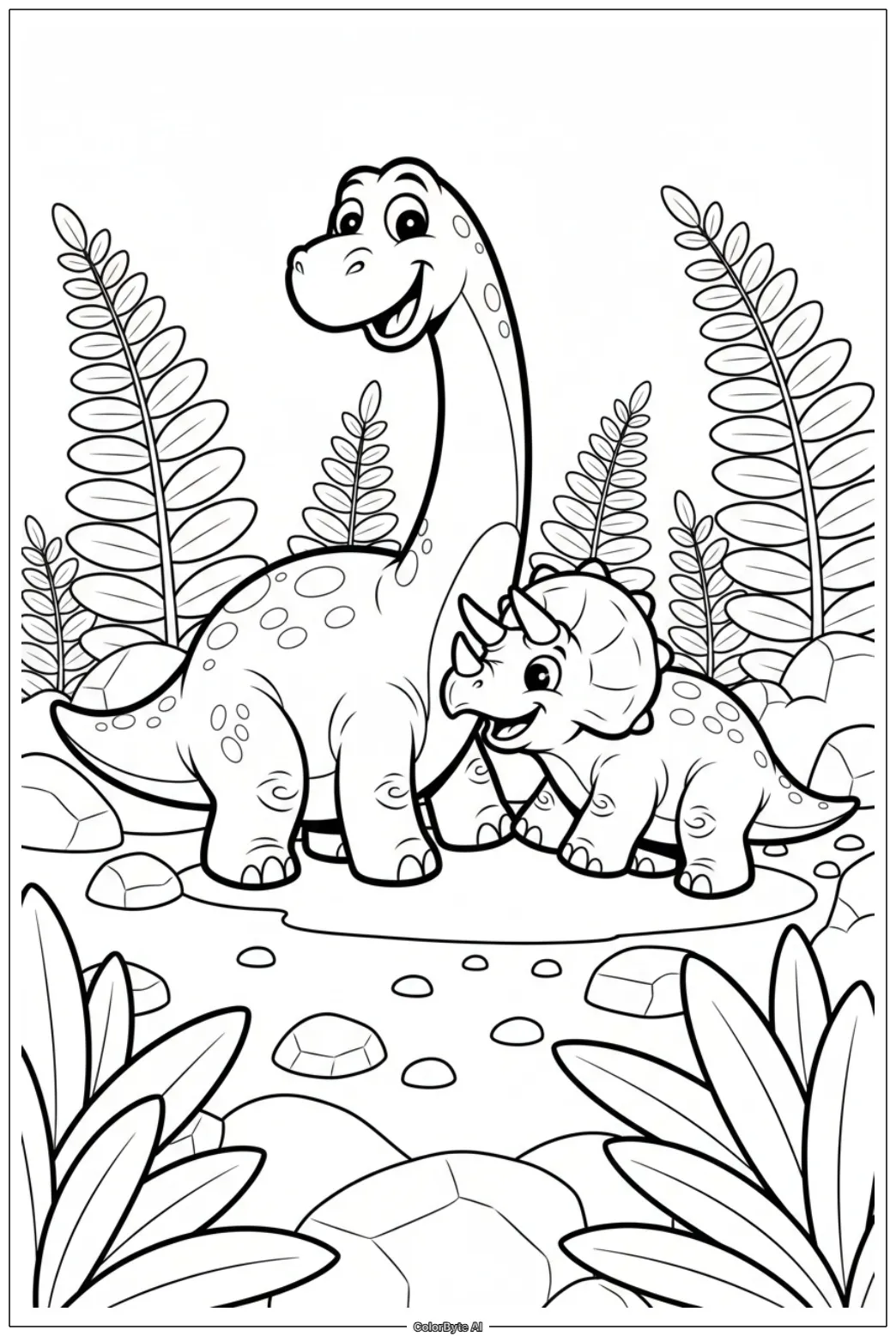 Two Dinosaurs Playing Together