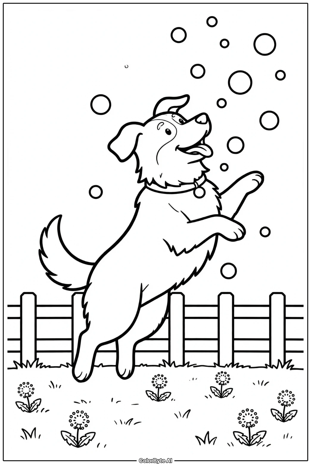 Australian Shepherd Chasing Bubbles