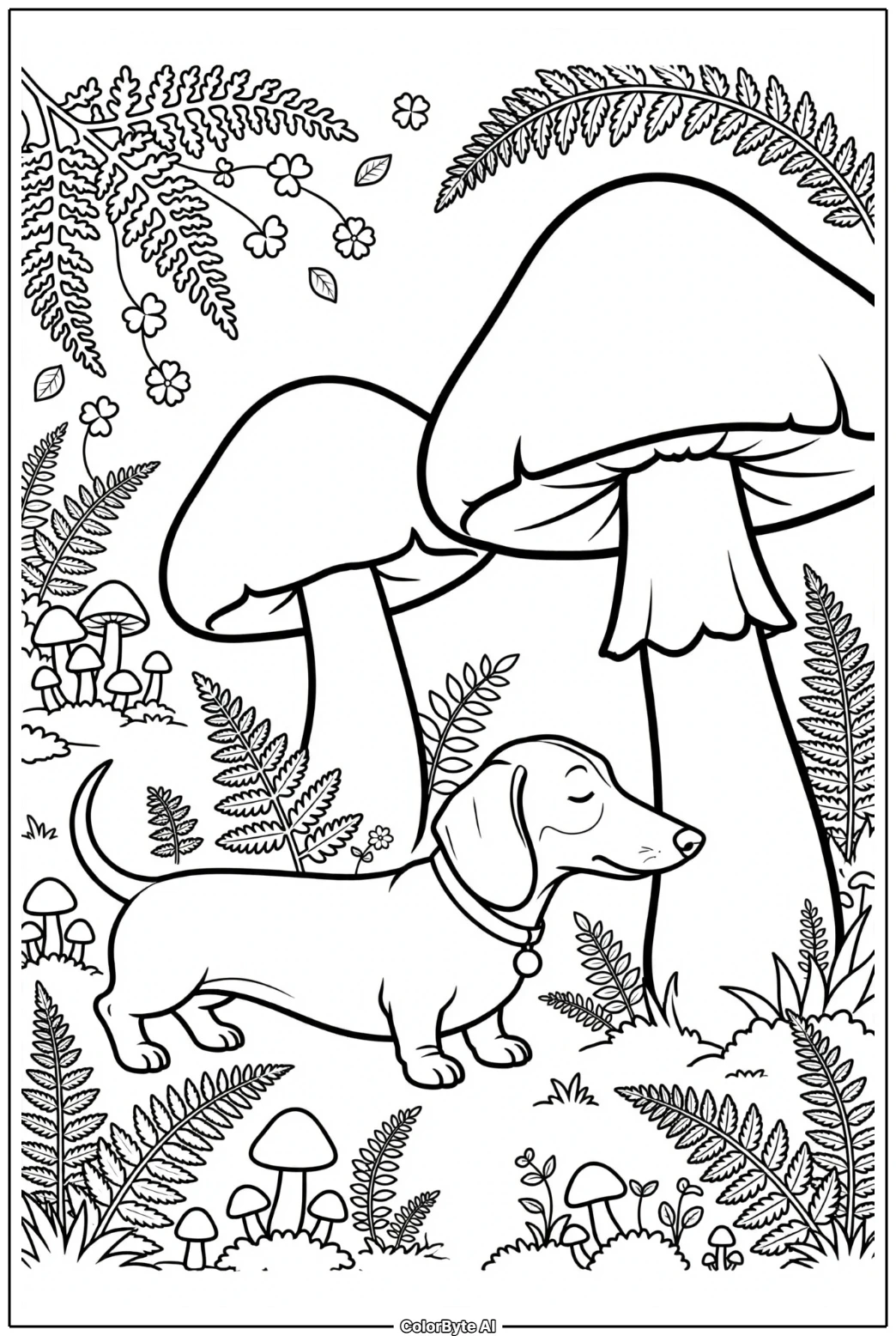 Dachshund in Fairy Mushroom Forest
