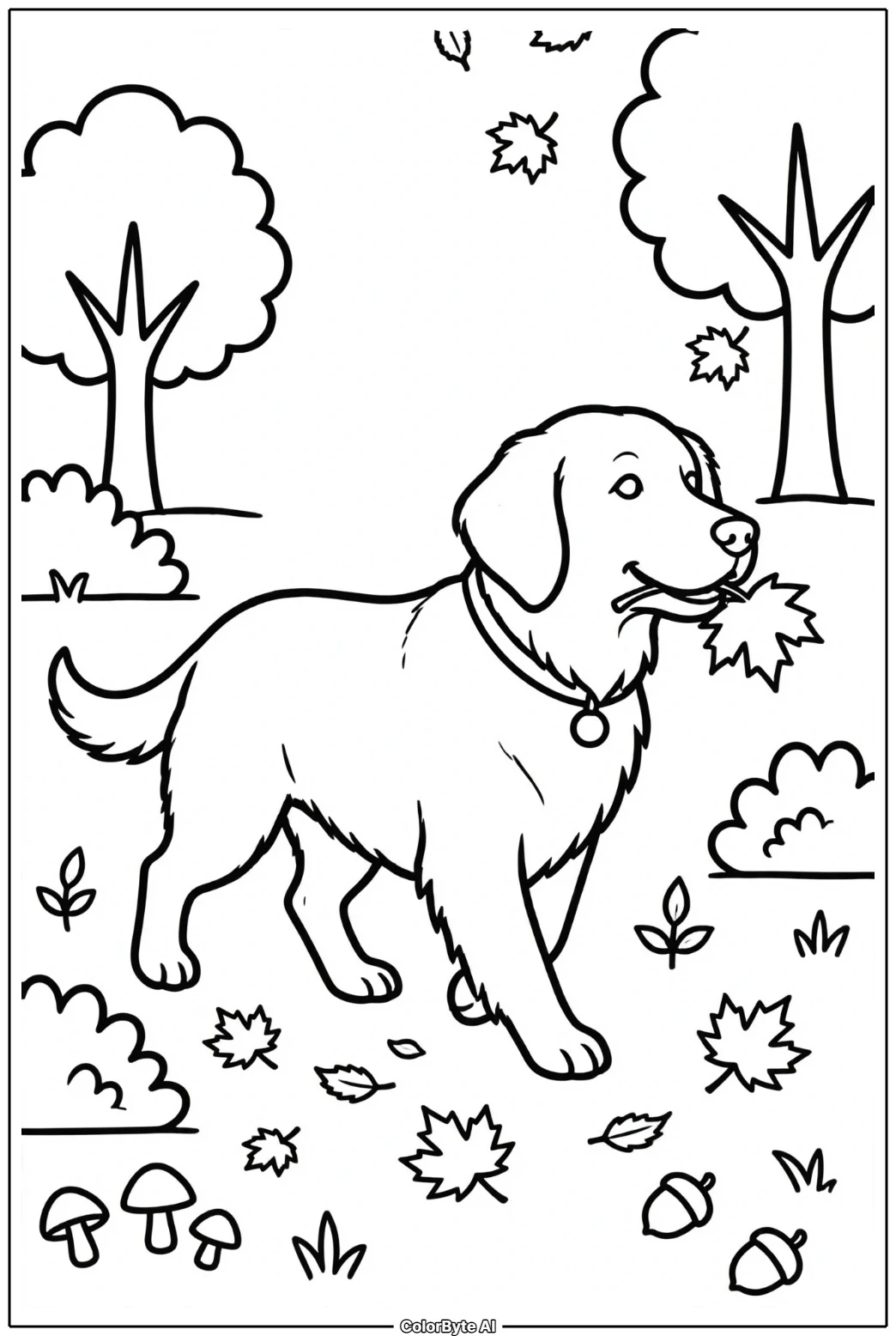 Golden Retriever in Autumn Woods