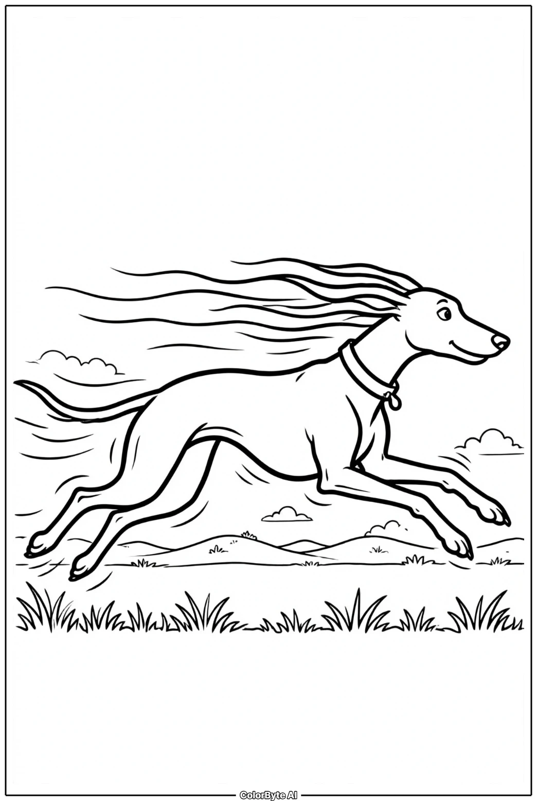 Greyhound Running on Grassland