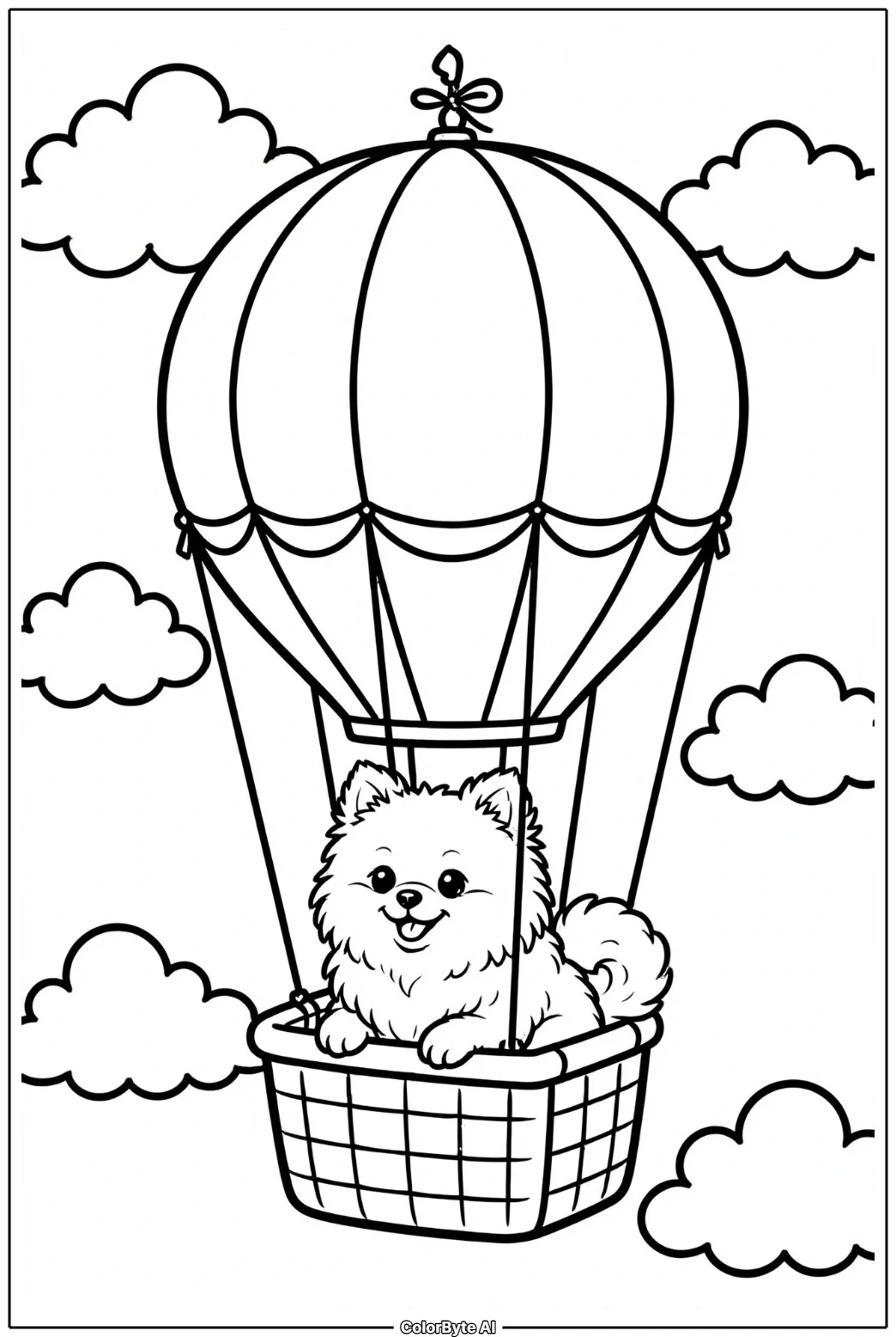 Pomeranian in Hot Air Balloon