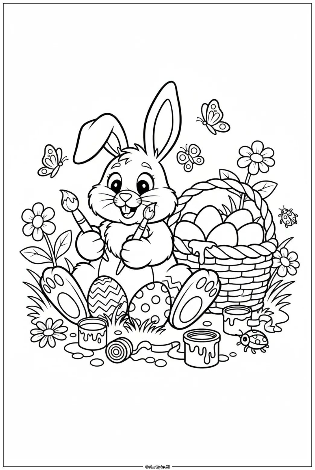 Easter Bunny Decorating Eggs