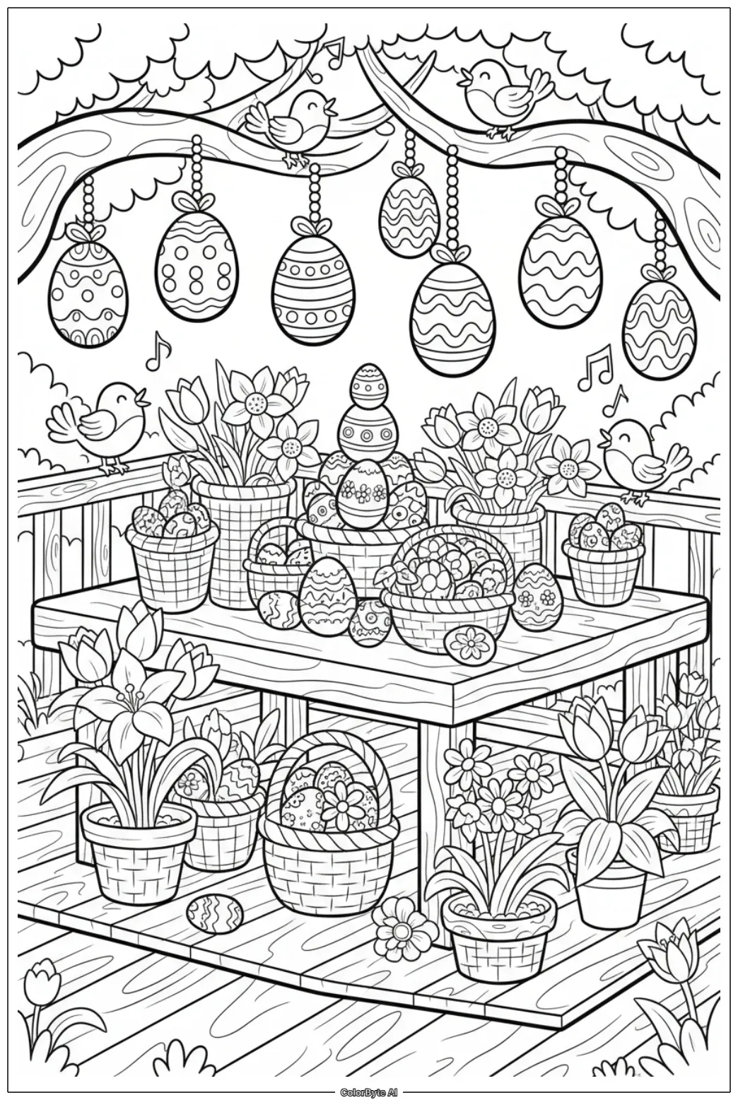 Cozy Patio with Easter Ornaments