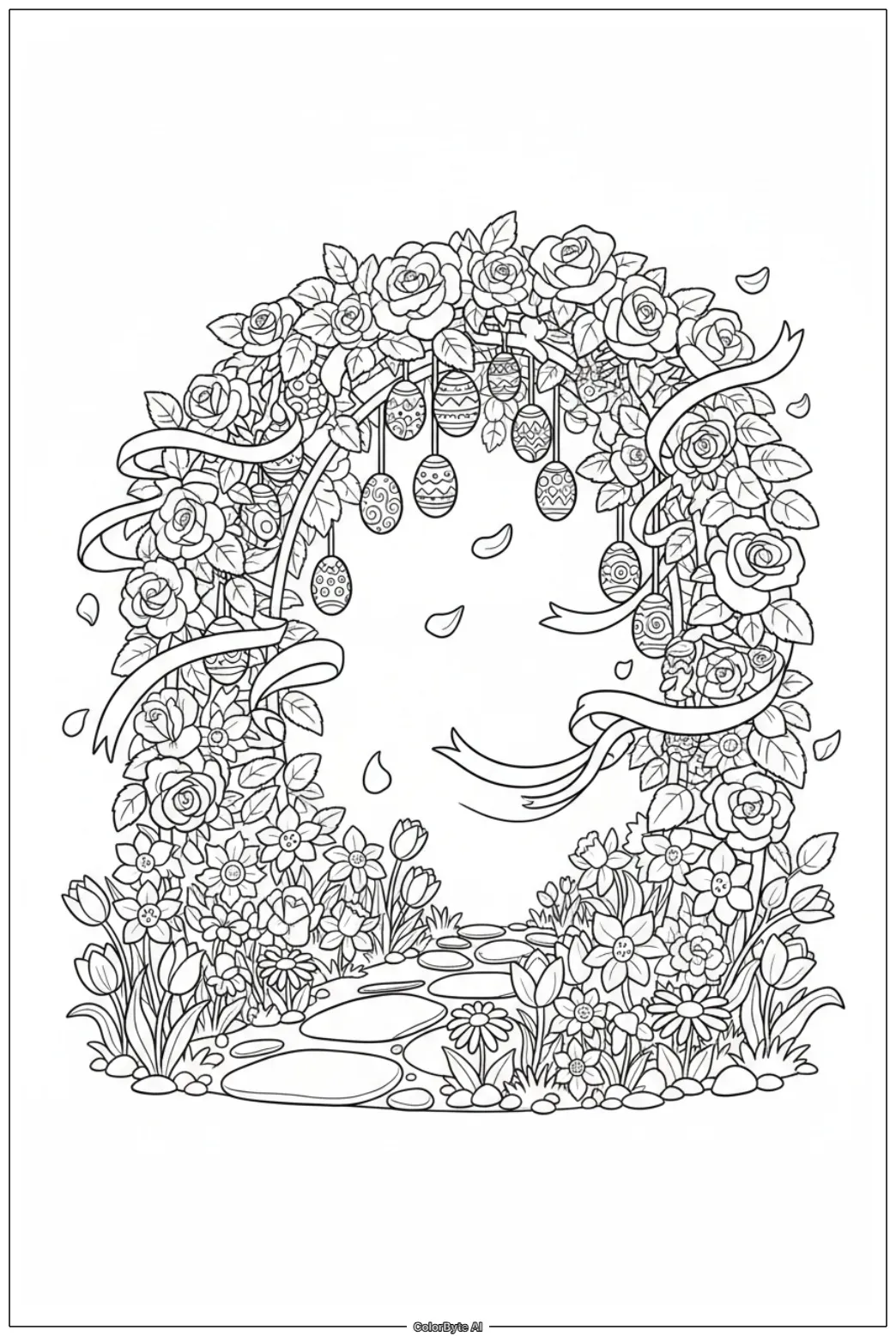 Flower Arch with Easter Eggs