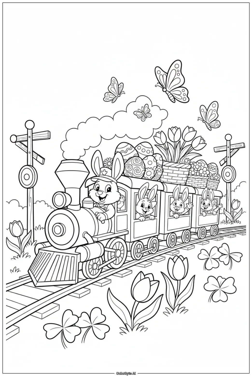 Bunny Train Carrying Easter Eggs