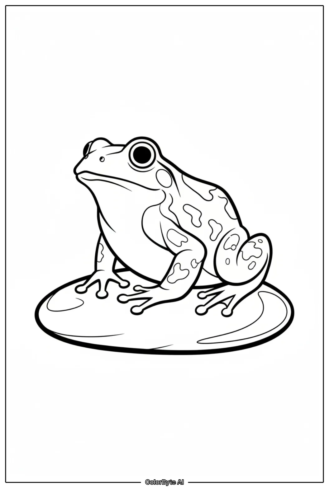Frog sitting on round water stone