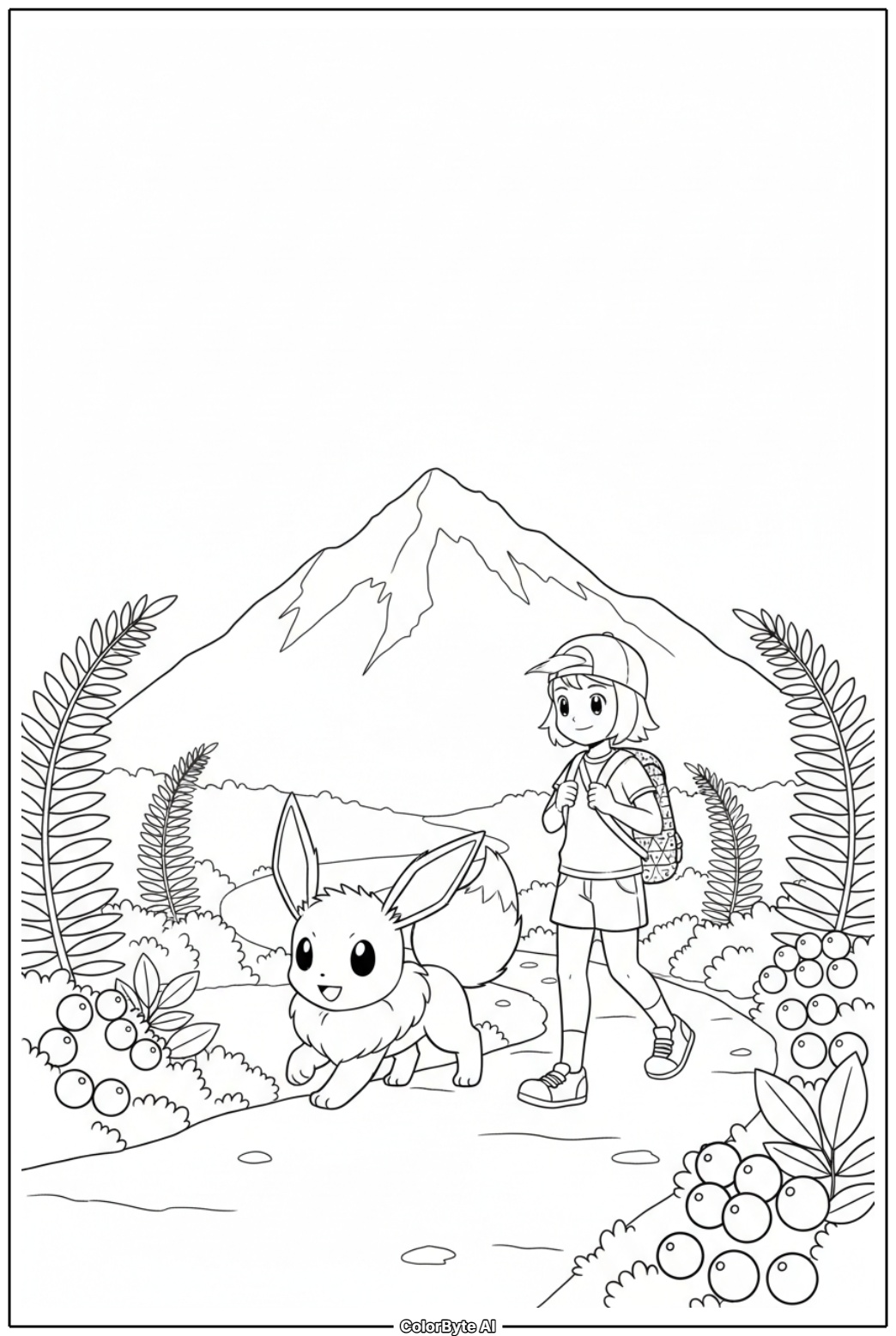 Eevee walking with trainer backpack on trail