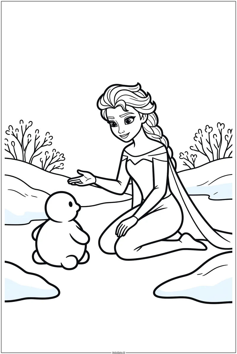 Elsa Playing with Snow Creature