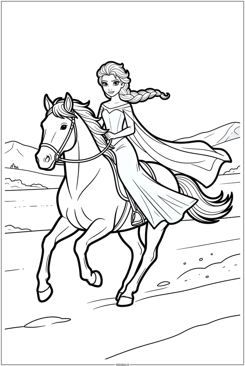 Elsa Riding Ice Horse