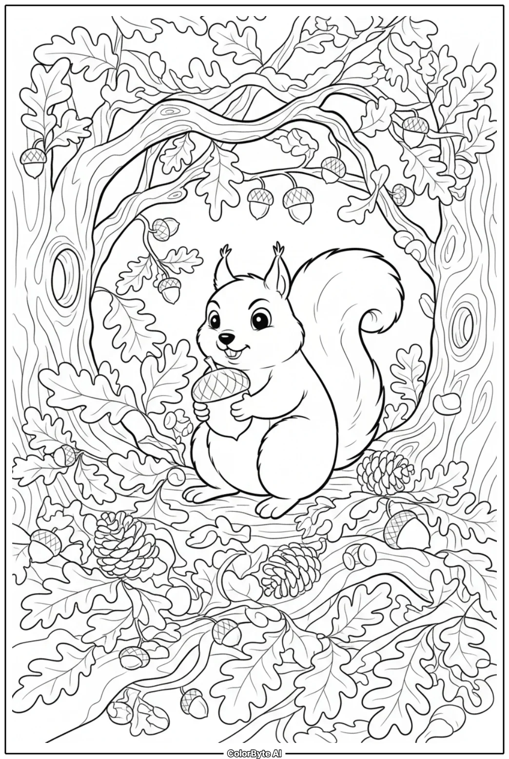 Squirrel Collecting Acorns for Winter