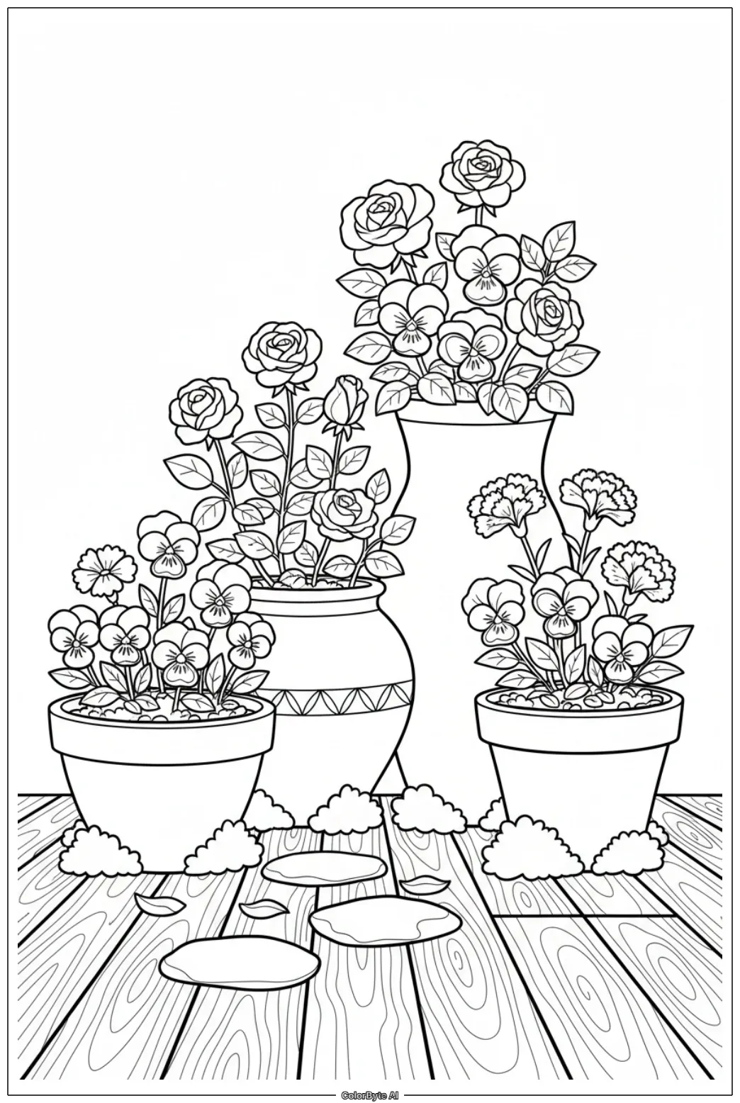 Assorted Potted Flowers on Patio