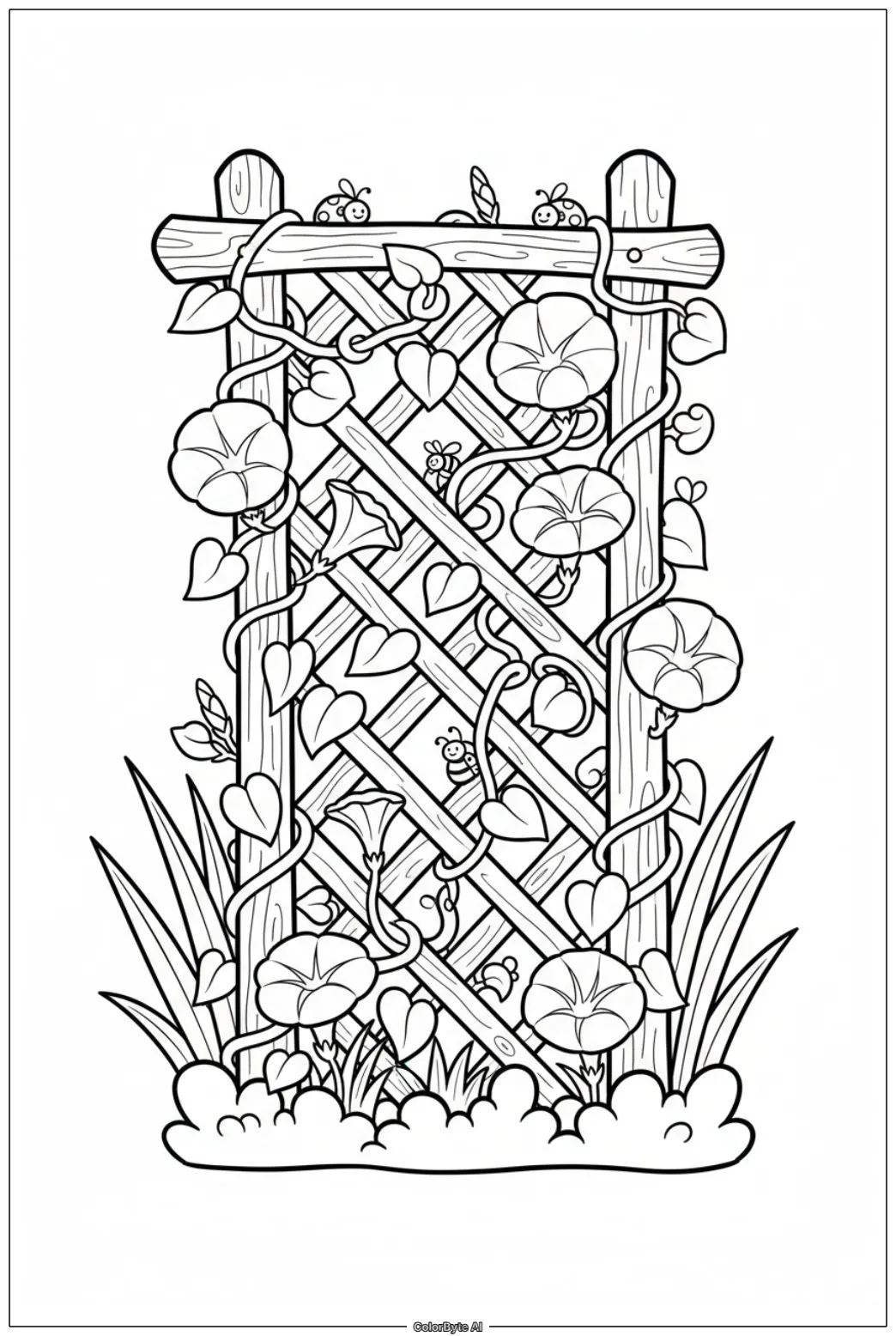 Flower Covered Wooden Trellis